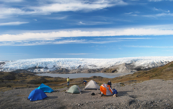 A camp at the edge of the Greenland ice sheet